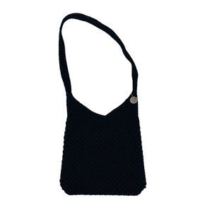 The Sak Original Black Crochet Woven Shoulder Bag Purse Y2K
